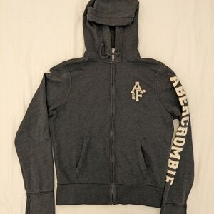 Vintage Abercrombie And Fitch Dark Gray Zip-Up Hoodie Muscle Fit